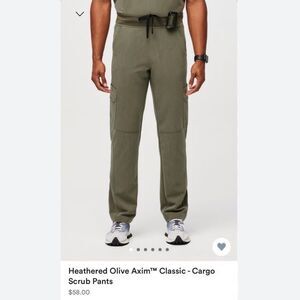 Figs Men's Axim Cargo Scrub Pants Heathered Olive size M